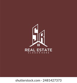 SR initial monogram building and roof logo for real estate