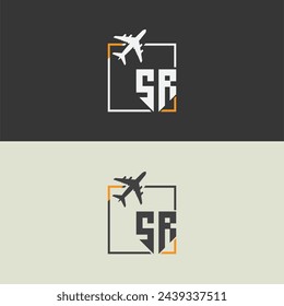 SR initial monogram logo with square style design.