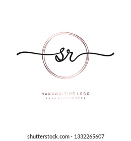 SR initial signature logo. handwriting logo template vector,