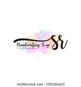SR initial signature logo. handwriting logo template vector,