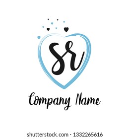 SR initial signature logo. handwriting logo template vector,