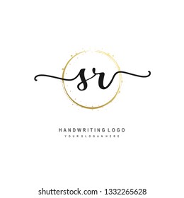 SR initial signature logo. handwriting logo template vector,