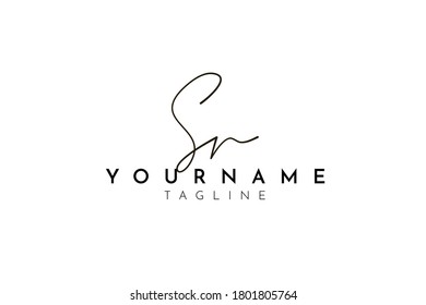 Sr Initial Signature logo template vector illustration