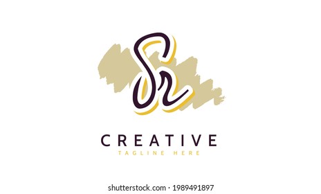 SR Initials, handwriting logo vector