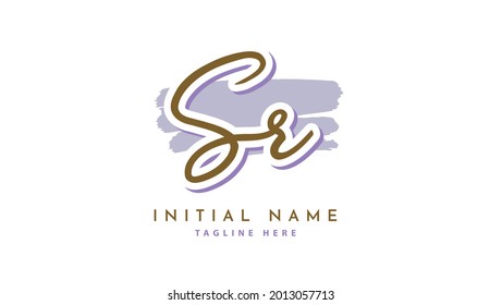 SR Initials, handwriting logo vector