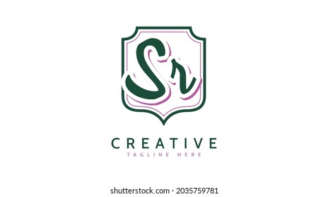 SR Initials, handwriting logo vector