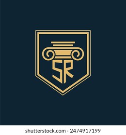 SR Initials Law Firm Logo Lawyer logo with creative law element