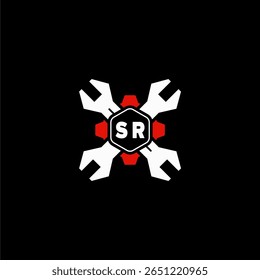 SR Initiales Vektor Stok Otomotif Logo Design