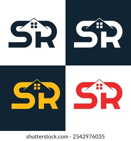 Logotipo da casa interior SR. Projeto S R. Carta branca SR. Design do logotipo da letra SR, S R. Design de logotipo interior