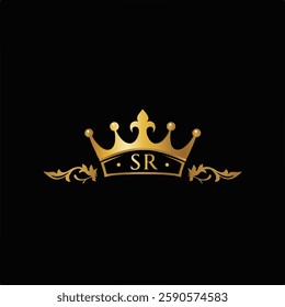 SR King Queen Crown Royal Gold Premium Elegant Jewelry Fashion logo