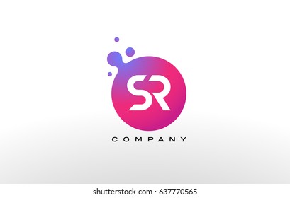 SR Letter Dots Logo Design with Creative Trendy Bubbles and Purple Magenta Colors.