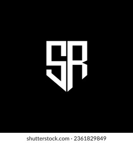 SR-Logo-Design mit schwarzem Hintergrund in Illustrator. Vektorlogo, kalligraphische Designs für Logo, Poster, Einladung, etc.