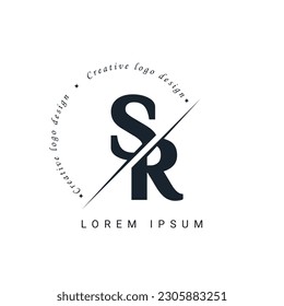 SR Letter Logo Design mit einer kreativen Schnitt. Kreatives Logo-Design