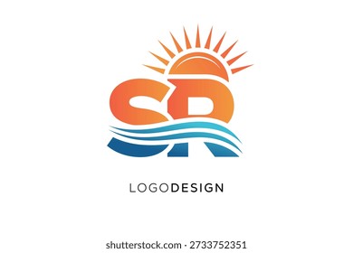 SR-Buchstabe Logo Monogramm Sun Wave Modernes Branding-Design