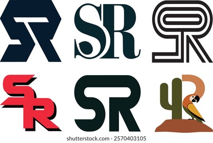 SR letter logo vector art illustrations