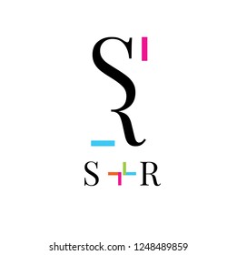 S,R letters vector logo. SR business logo. Typographic sign, symbol. emblem, badge