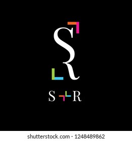 S,R letters vector logo. SR business logo. Typographic sign, symbol. emblem, badge