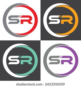 SR, or linear linked monogram with the first letters. Vector design template for a logo.