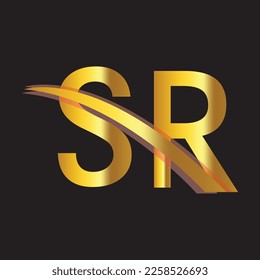 SR Logo-Design. goldenes Logo
