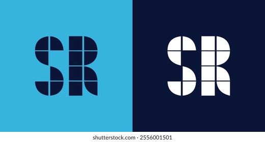 SR logo design with tile shape. Minimalist and modern vector illustration design suitable for business or brand