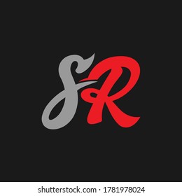 SR Logo. Letter Design Vector with Red and Grey Colors.EPS 10