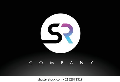 SR Logo.  Letter Design Vector with Purple and Black Colors.