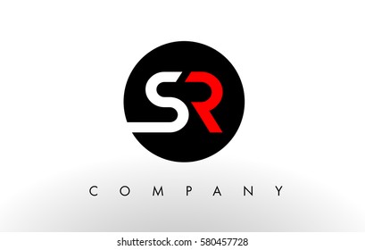 SR Logo.  Letter Design Vector with Red and Black Colors.