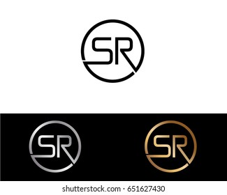 Sr Logo. Letter Design Vector with Red and Black Gold Silver Colors
