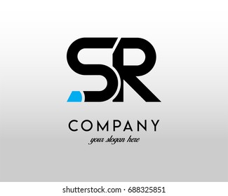 SR Logo. Letter Design Vector with Blue and Black Colors.