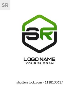 SR logo letter initial, Abstract polygonal Background Logo,