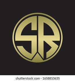 SR Logo-Monogramm-Kreis mit Farbband-Stück-Stil auf Golden