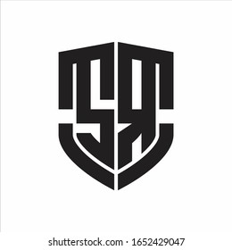 SR Logo-Monogramm mit Emblem-Schild-Design einzeln auf weißem Hintergrund