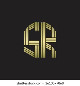 SR Logo monogram outline style linked isolated with gold colors