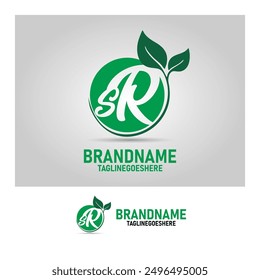 SR logo with a Natural concept.SR letter logo design with leaves, green color for company logo, business, web design, etc. transparent background