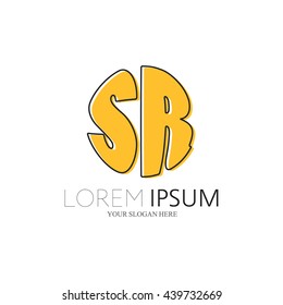 SR Logo. Vector Graphic Sphere Branding Letter Element. White Background