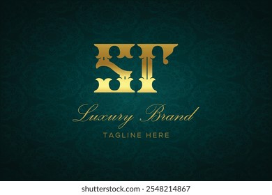 DESIGN DO LOGOTIPO DA CARTA DE LUXO SR. É um logotipo de monograma de letras de luxo, este logotipo é feito pela combinação de duas letras