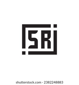 SR minimalist geometric symbol logo in high quality professional design that will print well across any print media