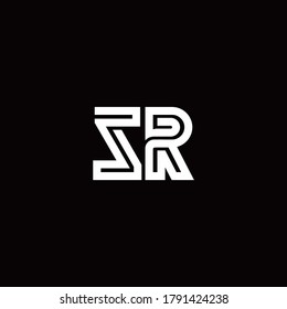 SR-Monogramm-Logo mit abstrakter Liniendesign-Vorlage