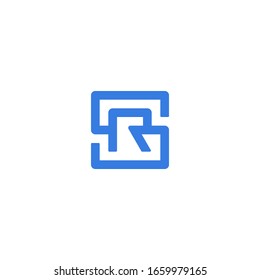 SR monogram logo in blue square shape.