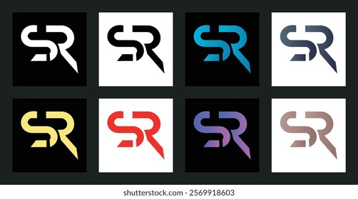 SR monogram logo collection - modern and stylish branding icons in various colors and styles
