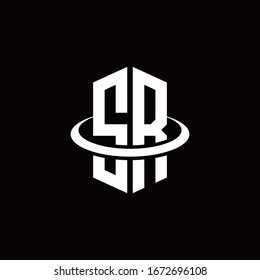 SR-Monogramm-Logo im Hexagon-Stil, umgeben von einem Ring