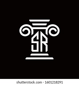 SR monogram logo with pillar style design template