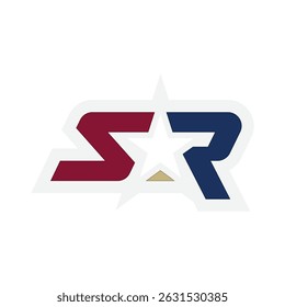 SR monogram logo vector with star shape and luxury style