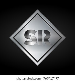 SR Monogram, Silver Logo, Metal Logo, Luxury, Elegant, Abstract, square