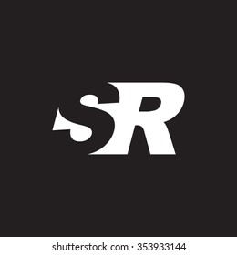 SR negative space letter logo black background