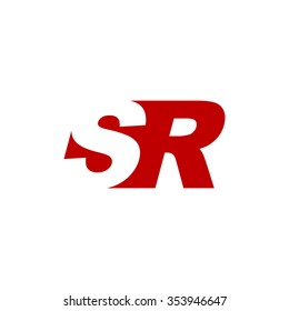 SR negative space letter logo red