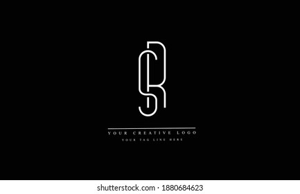 SR RS abstract vector logo monogram template