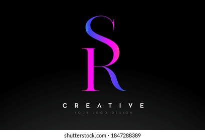 SR RS letter design logo logotype icon concept with serif font and classic elegant style look vector illustration.