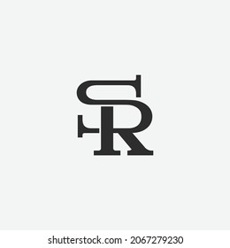 SR RS letter retro minimal bold logo design. Vector illustration template