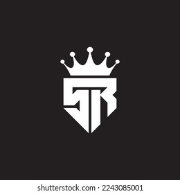 SR- oder RS-Logo-Monogramm-Symbol-Schild mit Kronform-Design-Vektorgrafik